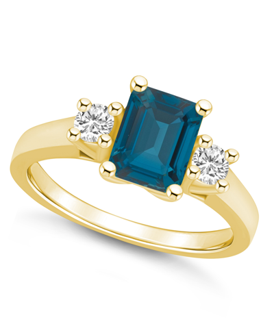 Macy's London Blue Topaz (2 Ct.t.w.) And Diamond (1/8 Ct.t.w.) Ring In 14k Yellow Gold