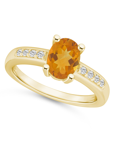 Macy's Citrine And Diamond Ring (1 -1/5 Ct.t.w And 1/8 Ct.t.w) 14k Yellow Gold