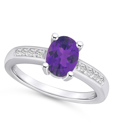 Macy's Amethyst And Diamond Ring (1-1/5 Ct.t.w And 1/8 Ct.t.w) 14k White Gold