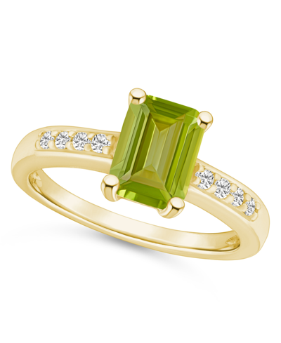 Macy's Peridot (1-3/4 Ct .t.w.) And Diamond (1/8 Ct .t.w.) Ring In 14k Yellow Gold