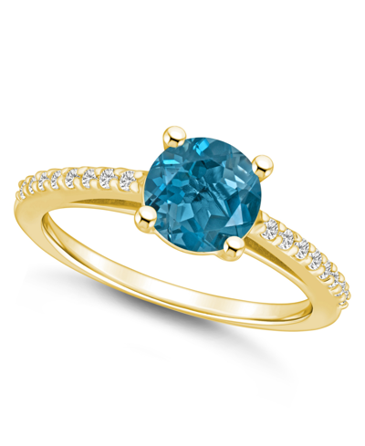 Macy's London Blue Topaz (1-5/8 Ct. T.w.) And Diamond (1/6 Ct. T.w.) Ring In 14k Yellow Gold