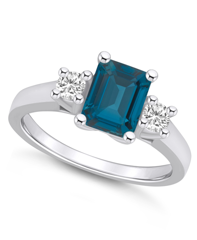 Macy's London Blue Topaz And Diamond Ring (2 Ct.t.w And 1/4 Ct.t.w) 14k White Gold