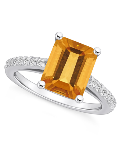 Macy's Citrine (3-1/7 Ct. T.w.) And Diamond (1/4 Ct. T.w.) Ring In 14k White Gold