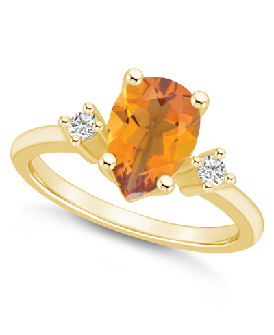 Macy's Citrine And Diamond Ring (1-3/4 Ct.t.w And 1/10 Ct.t.w) 14k Yellow Gold