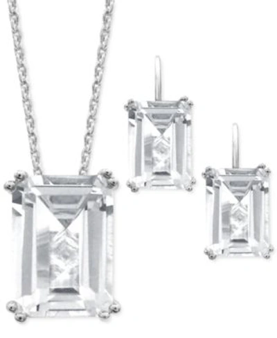 Macy's White Quartz Emerald Cut Jewelry Collection In Sterling Silver In Lime Quartz