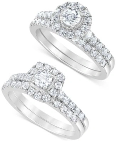 Macy's Halo Bridal Set Collection 1 Ct. T.w. In White Gold