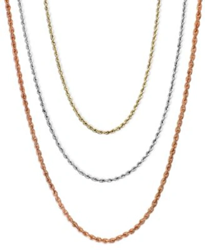 Macy's 16 20 Rope Chain Necklaces 1mm In 14k Gold White Gold Or Rose Gold