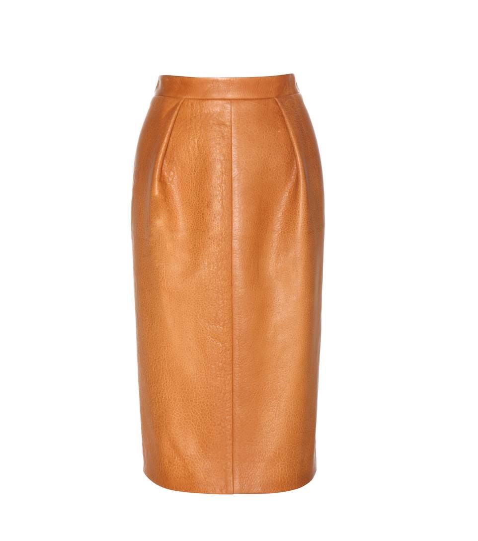 Miu Miu Leather Pencil Skirt In Cuoio | ModeSens