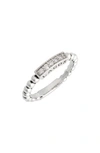 Lagos Sterling Silver Caviar Spark Diamond Stacking Ring In White/silver
