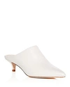 Pour La Victoire Women's Korrine Leather Kitten Heel Pointed Toe Mules In Ivory