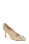 Manolo Blahnik Hangisi Pump In Gold Fabric