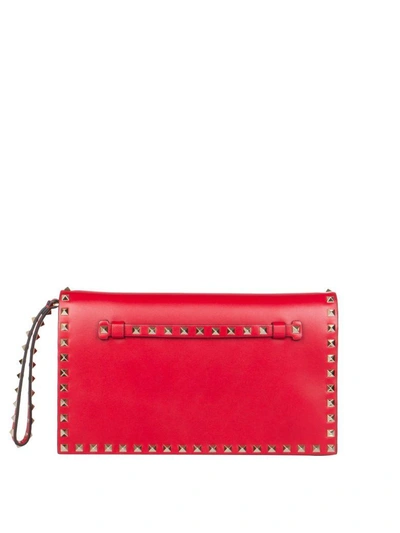 Valentino Garavani 'rockstud' Nappa Leather Flap Clutch In Red