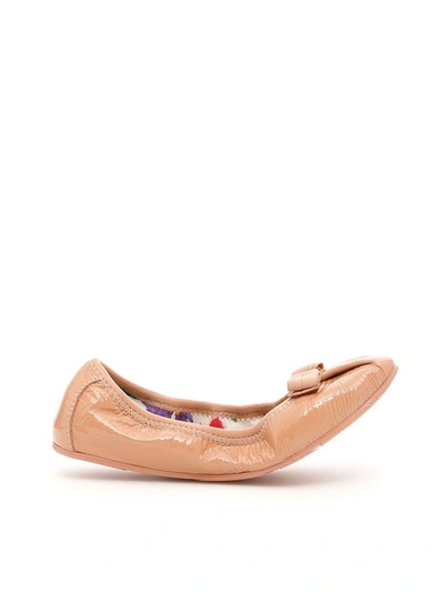 Ferragamo Patent My Joy Ballerinas In New Blushrosa