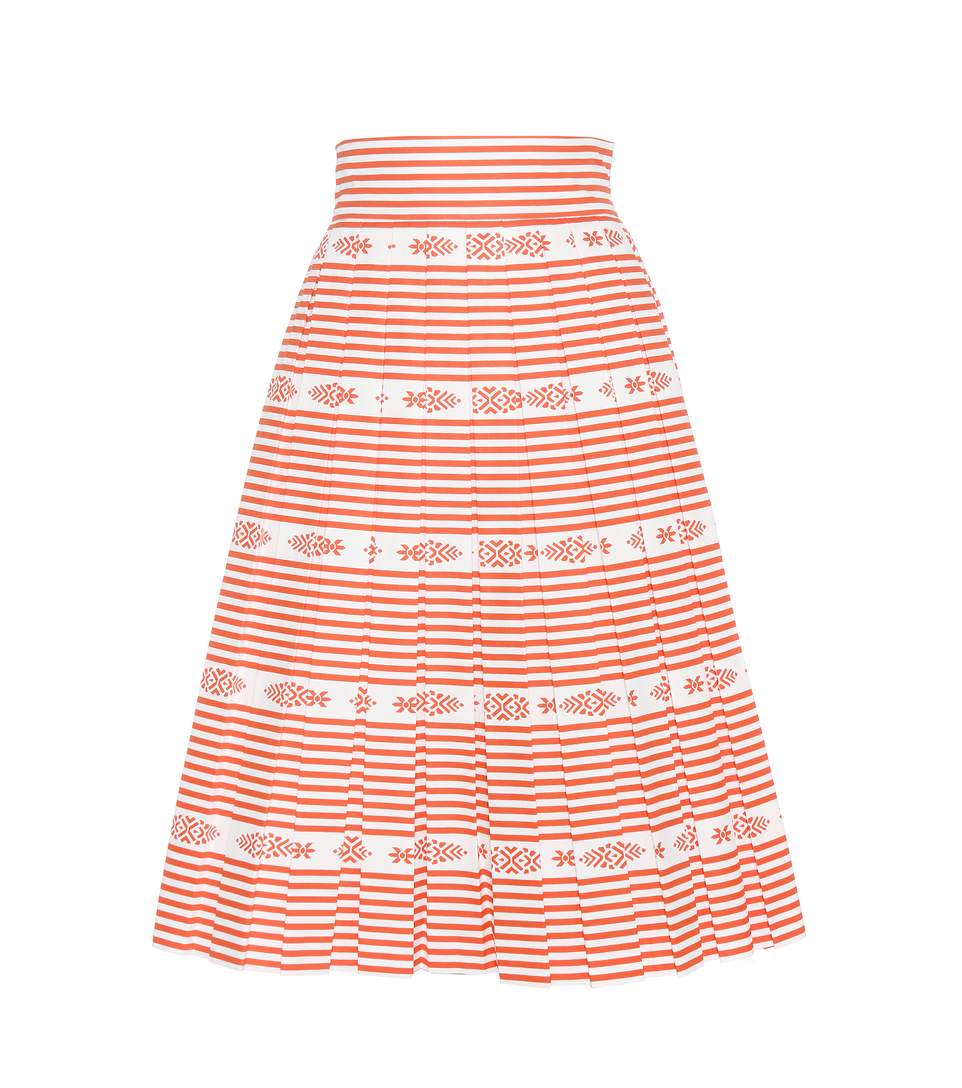 Miu Miu Striped Cotton Skirt | ModeSens