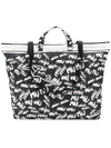 Miu Miu Logo Graffiti Print Tote Bag In Black