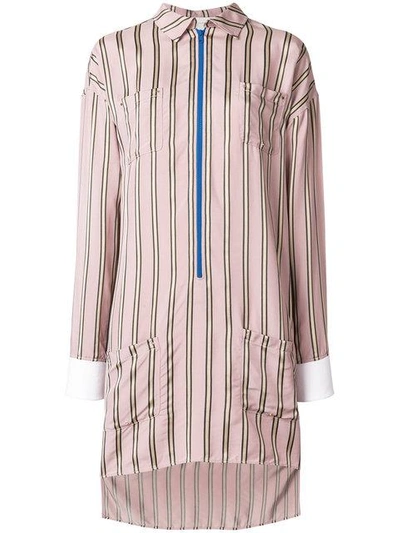 Esteban Cortazar Striped Shirt Dress In Pink