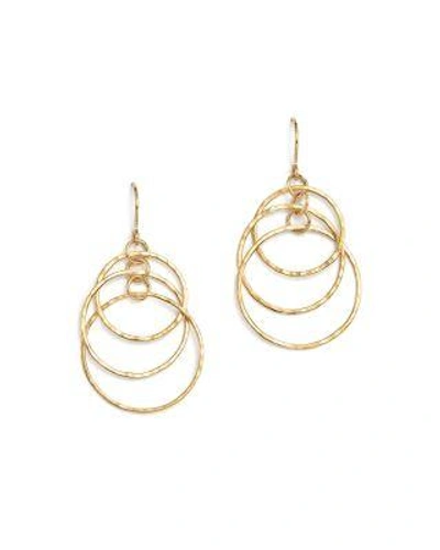 Bloomingdale's 14k Yellow Gold Hammered Triple Ring Drop Earrings - 100% Exclusive