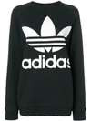 Adidas Originals Trifoil Oversized Cotton Sweatshirt In Black