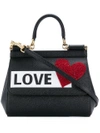Dolce & Gabbana Mini Sicily Love Patch Shoulder Bag In Black