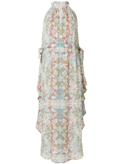 Pierre Balmain Ruffled Printed Silk Crepe De Chine Midi Dress In Multicolour