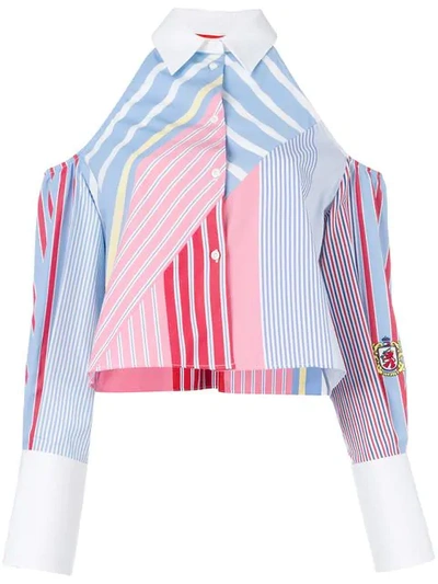 Tommy Hilfiger Cold Shoulder Striped Shirt In Multicolor