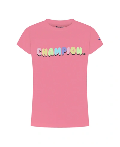 Champion Kids' Toddler Girls Rainbow Bubble Letters Graphic T-shirt In Guava Pink