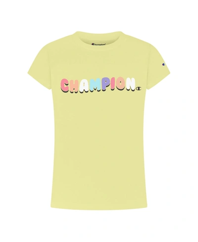 Champion Kids' Toddler Girls Rainbow Bubble Letters Graphic T-shirt In Lemon Glacier