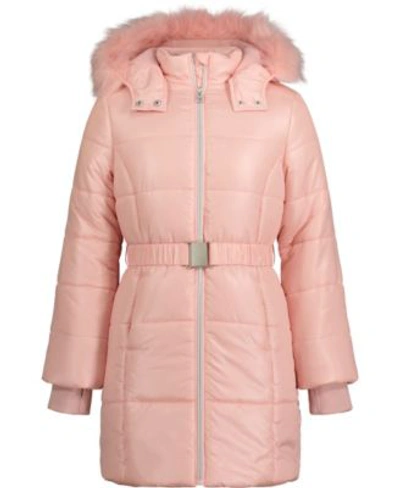 Calvin Klein Toddler Girls Shimmer Monochromatic Hooded Jacket In Silver-tone Pink