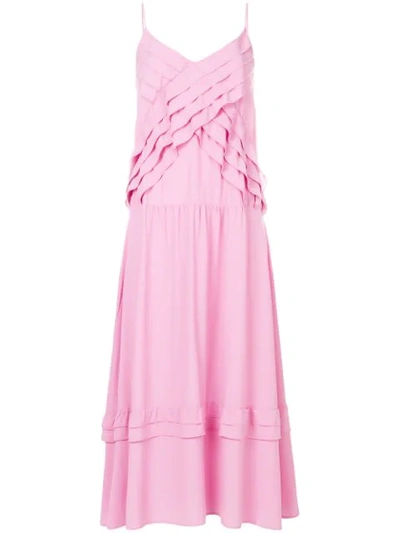N°21 Ruffled Pattern Long Dress In Pink