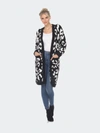 White Mark Plus Size Leopard Print Open Front Sherpa Sweater In Black,white