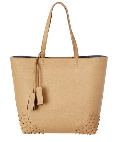 Tod's Wave Medium Leather Tote In Brown