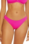Becca Pucker Up Textured Shirred-back Hipster Bikini Bottoms Women's Swimsuit In Pink