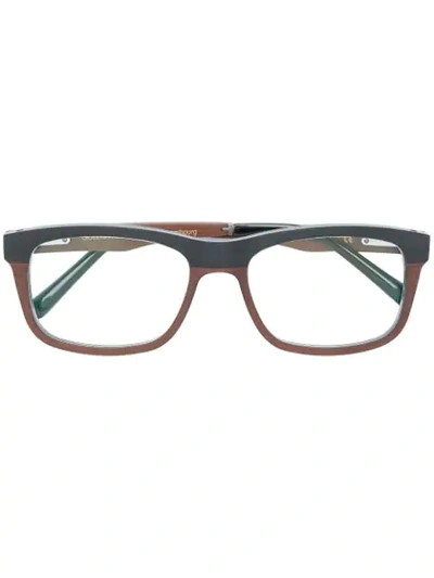 Gold And Wood Square Frame Glasses