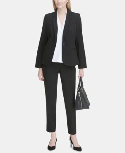 Calvin Klein One Button Blazer Straight Leg Pants In Black