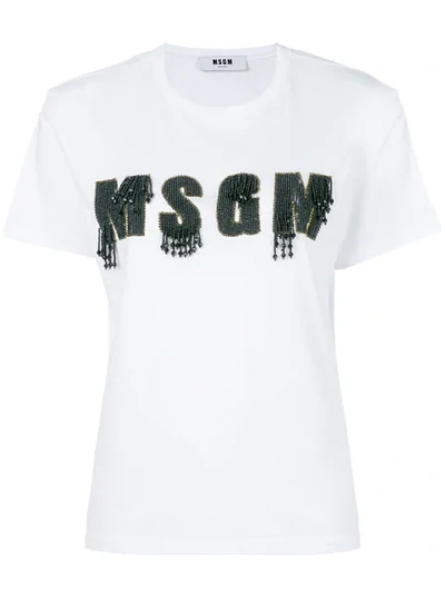 Msgm Embellished Logo T-shirt - White