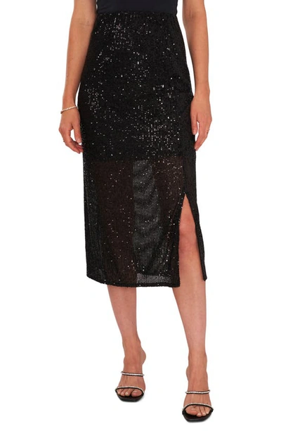 Vince Camuto Women's Sequined Side-slit Maxi Skirt In Rich Black