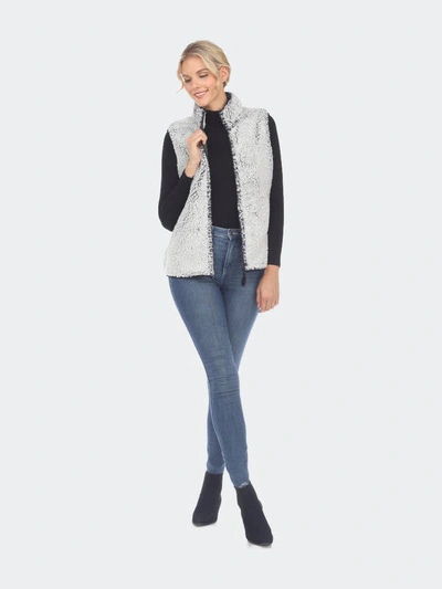 White Mark Women's Zip Up Sherpa Vest In Blue