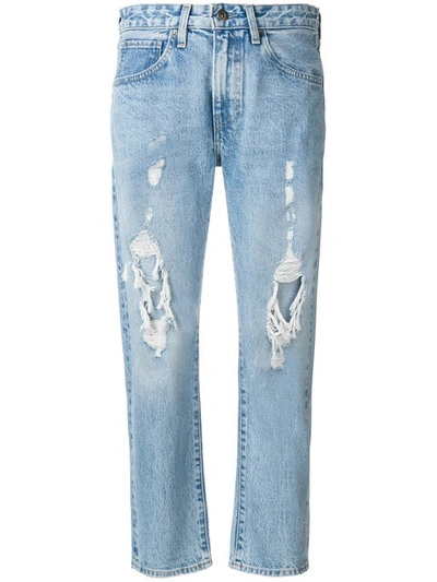 Levi's Destroyed Cropped Jeans In Blue