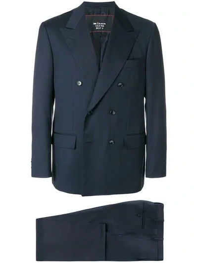Kiton Double Breasted Suit In Blue