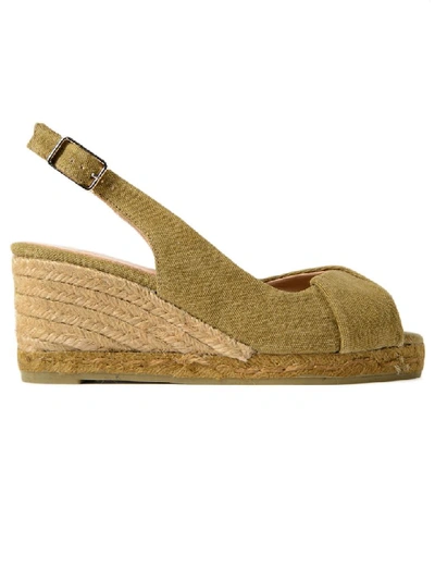 Castaã±er Espadrille Wedge Sandals In Verde Militare