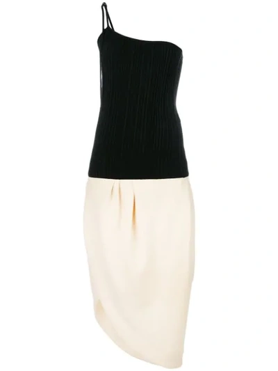 Jacquemus Cotton And Wool Dress In Nero-beige