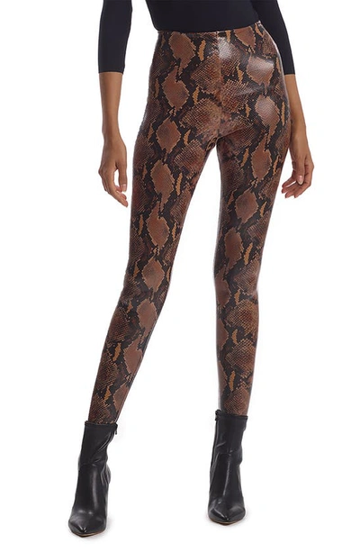 Commando Faux Leather Animal Print Leggings In Tawny Python