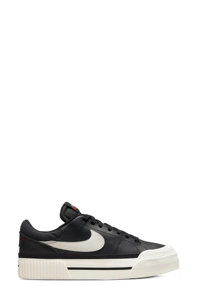 Nike Court Legacy Lift Sneakers In Black And White In Black/white/orange