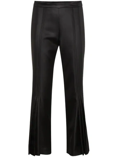Marco De Vincenzo Cropped Flared Mid Rise Trousers In Black