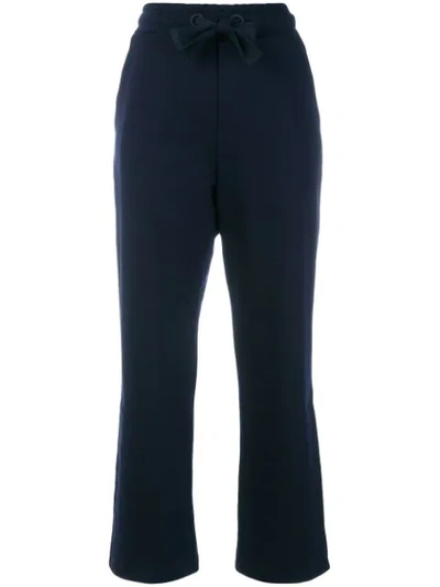 Moncler Flared Cropped Track Pants In Blue