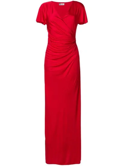 Lanvin Draped V-neck Gown - Red