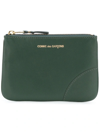 Comme Des Garçons Logo-print Zipped Wallet In Green