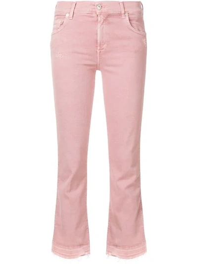 7 For All Mankind Cropped Flared Jeans In Pink