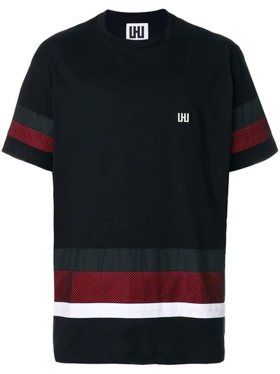 Les Hommes Urban Stripe Detail T-shirt - Black