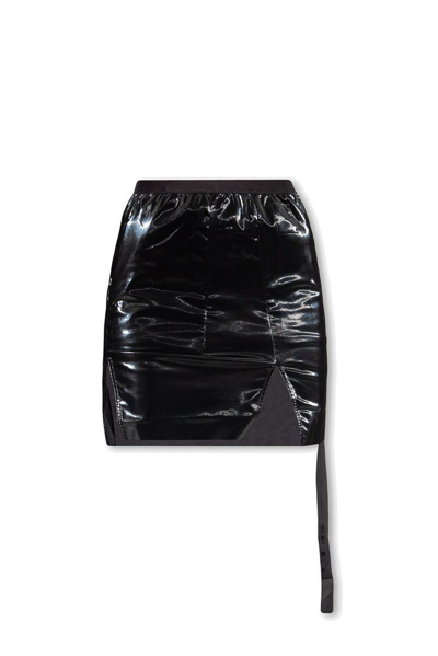 Rick Owens Drkshdw Slit-detailed Faux Leather Miniskirt In Black